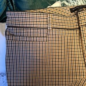 Banana Republic plaid Sloan pants with faux leather black